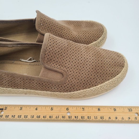 Esprit Womens Shoes 7.5 Slip On Espadrille Flat Perforated Loafer Brown Fabric - Picture 9 of 9